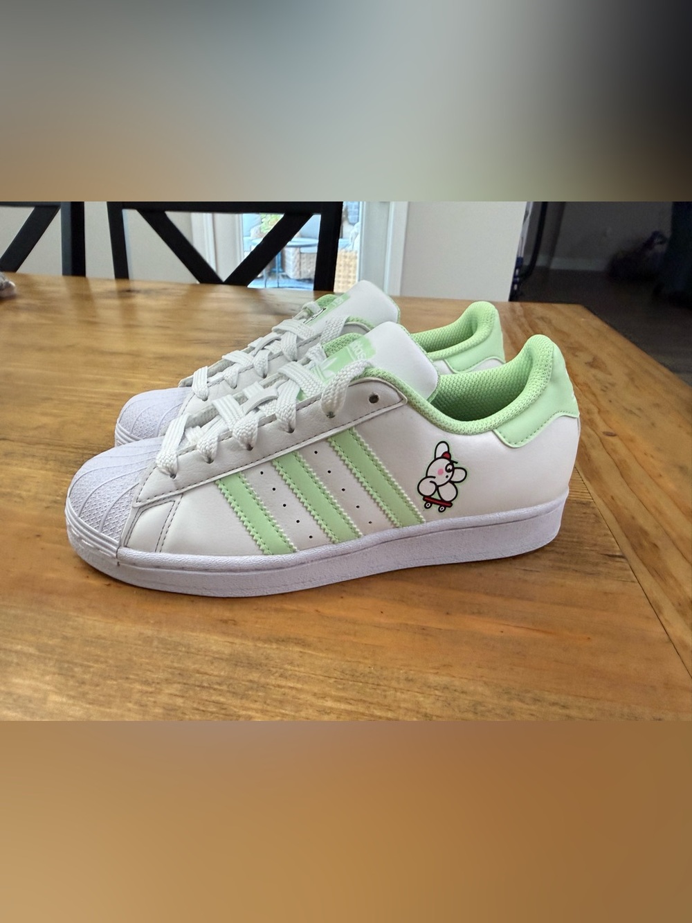 RARE James Jarvis x Adidas Superstar J 'White Green Spark' Sneakers